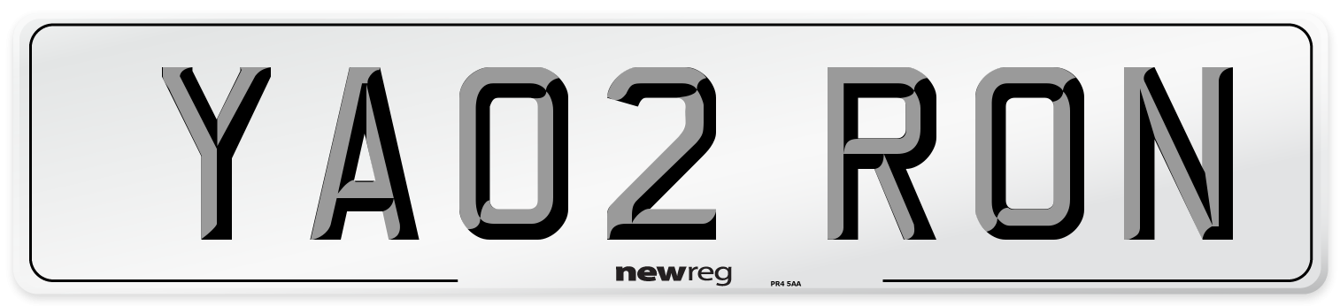 YA02 RON Number Plate from New Reg